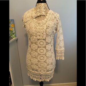 Solitaire Swim off white crochet swim coverup